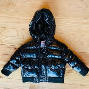 Appaman puffycoat shiny black!  Funky kid!